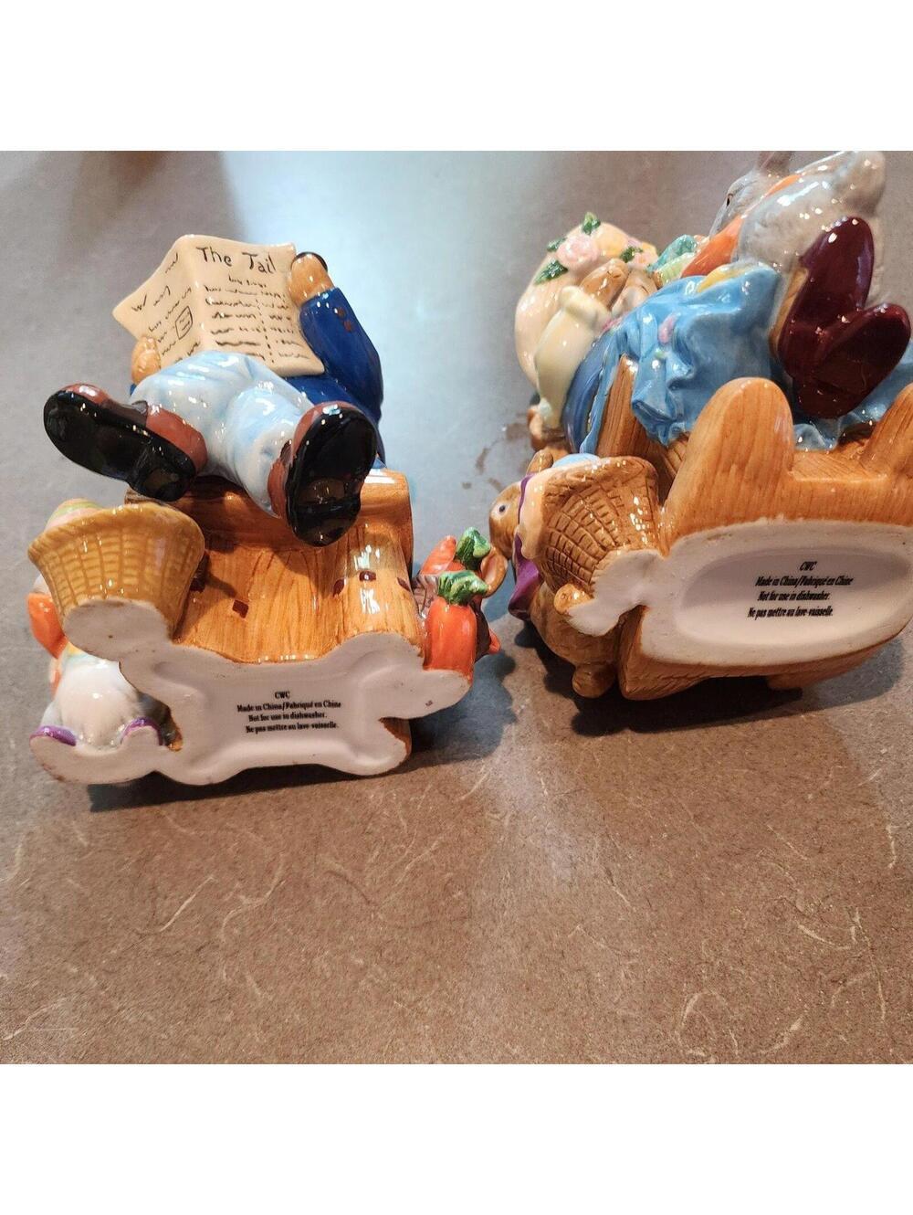 CWC Mama & Papa Bunny Rabbit Hinged Trinket Box Set w Baby Rabbits Hand Paint - Picture 2 of 9